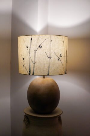 Hand painted bamboo faux clay finish lamp