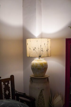 Hand painted bamboo faux stone finish lamp
