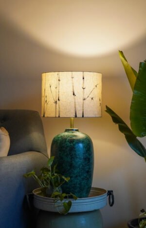 Hand painted bamboo faux patina finish lamp